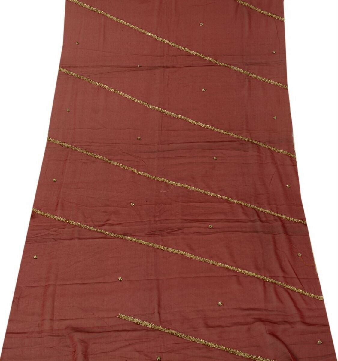 Indian Art Silk Vintage Sari Remnant Scrap Fabric for Sewing Craft Maroon