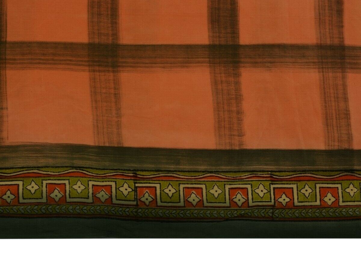 Vintage Indian Saree 100% Pure Crepe Silk Printed Soft Scrap Fabric for Craft