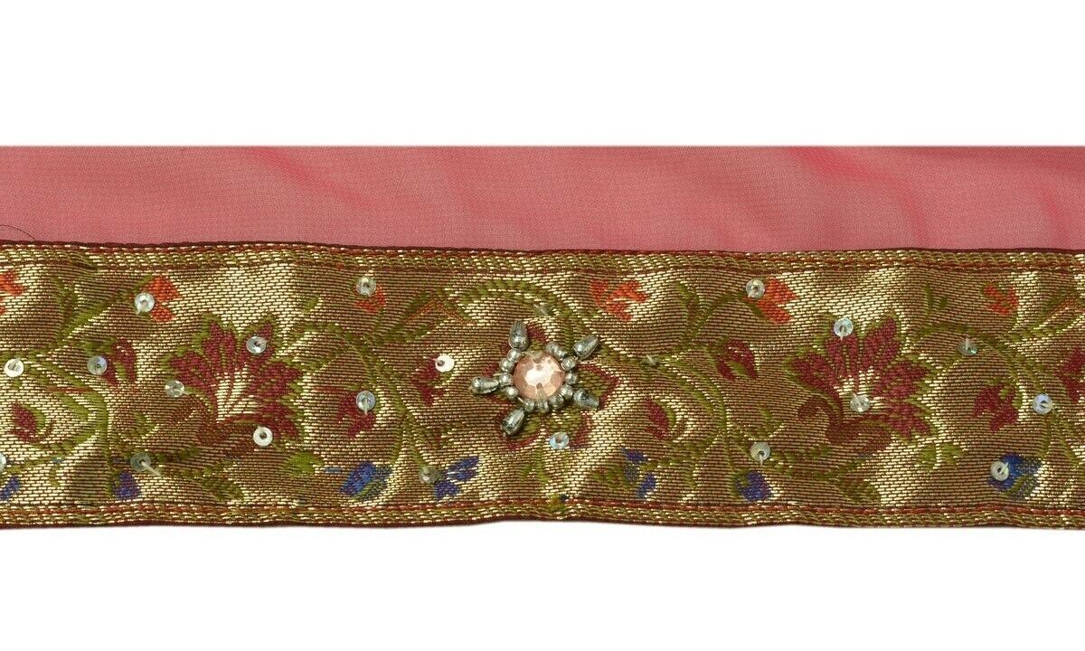 Vintage Sari Border Indian Craft Trim Zari Woven Hand Work Ribbon Lace Golden