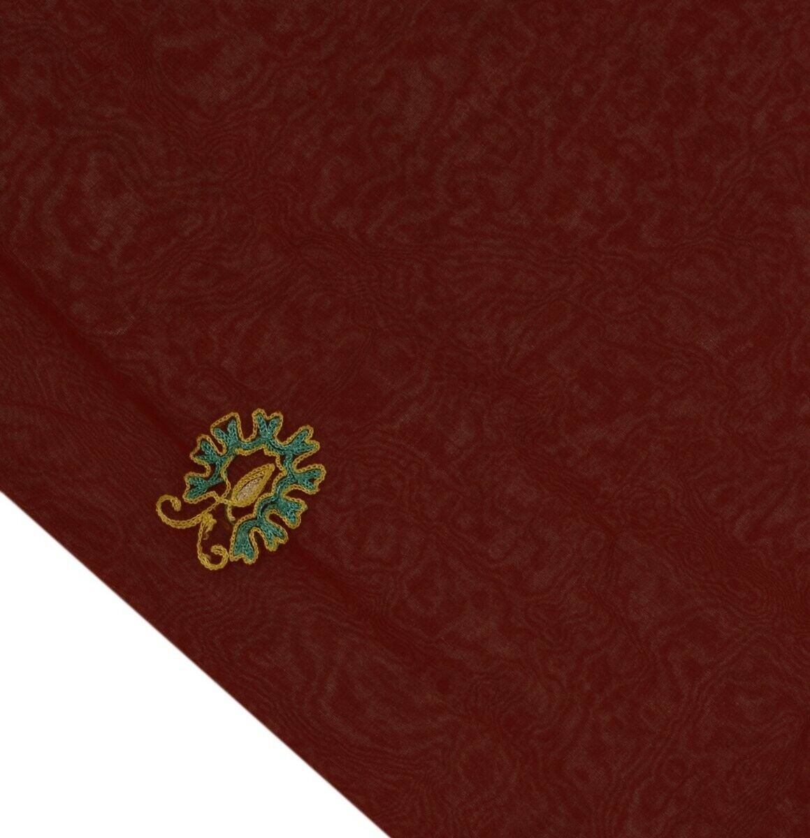 Indian Art Silk Vintage Sari Remnant Scrap SHEER Fabric for Sewing Craft Maroon