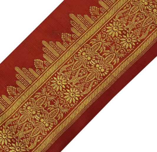 Vintage Sari Border Indian Craft Trim Woven Zari Brocade Sewing Ribbon Maroon