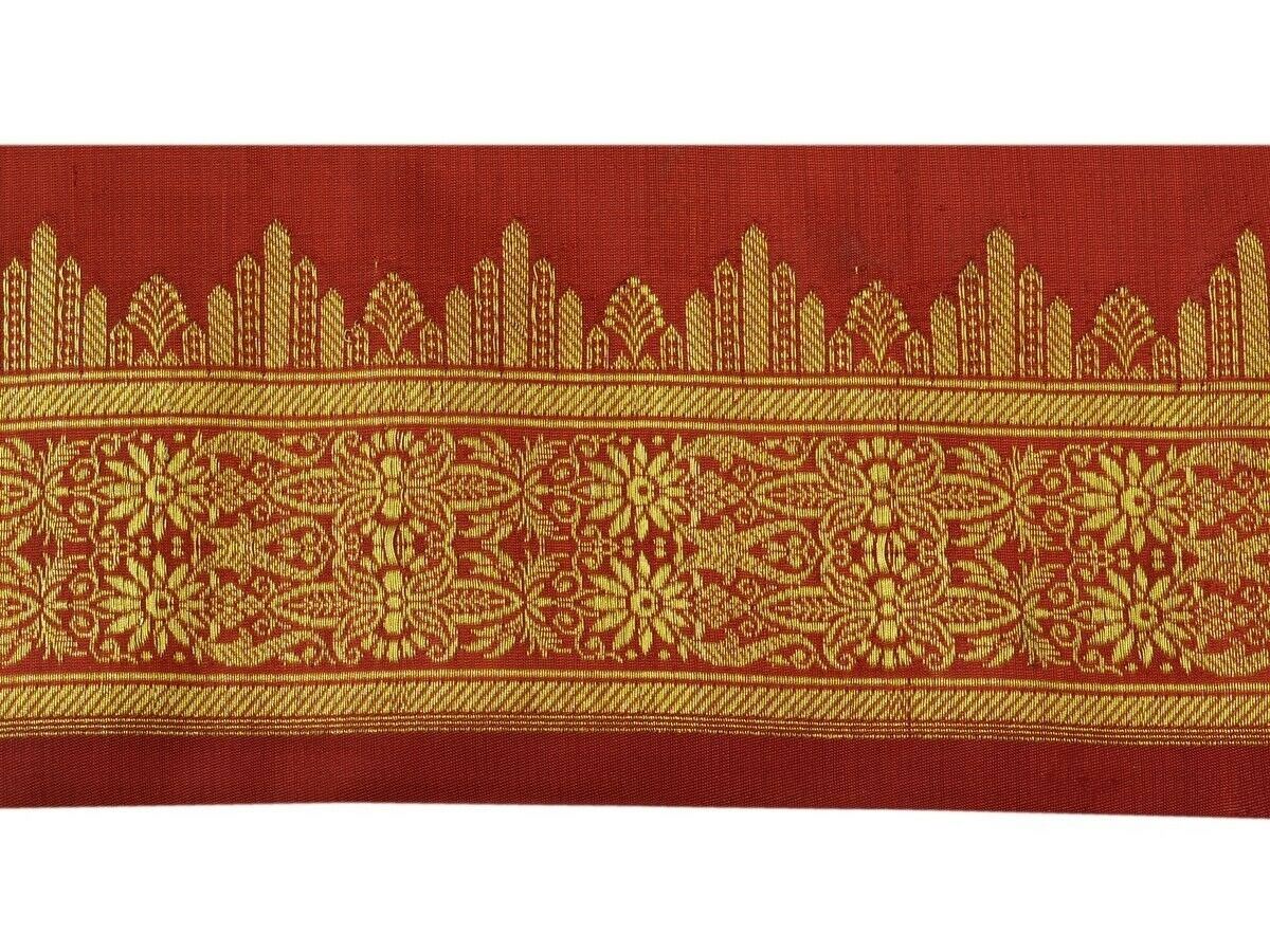 Vintage Sari Border Indian Craft Trim Woven Zari Brocade Sewing Ribbon Maroon