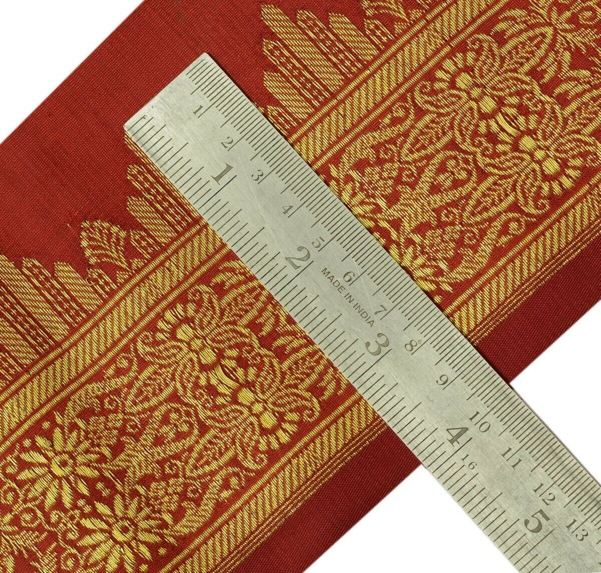 Vintage Sari Border Indian Craft Trim Woven Zari Brocade Sewing Ribbon Maroon