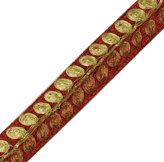 Vintage Sari Border Indian Craft Trim Embroidered Sewing Ribbon Lace Maroon