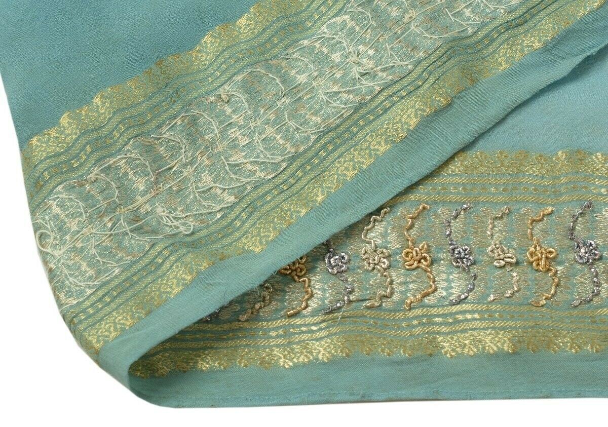 Vintage Saree Border Indian Craft Trim Hand Beaded Woven Ribbon Lace Gray