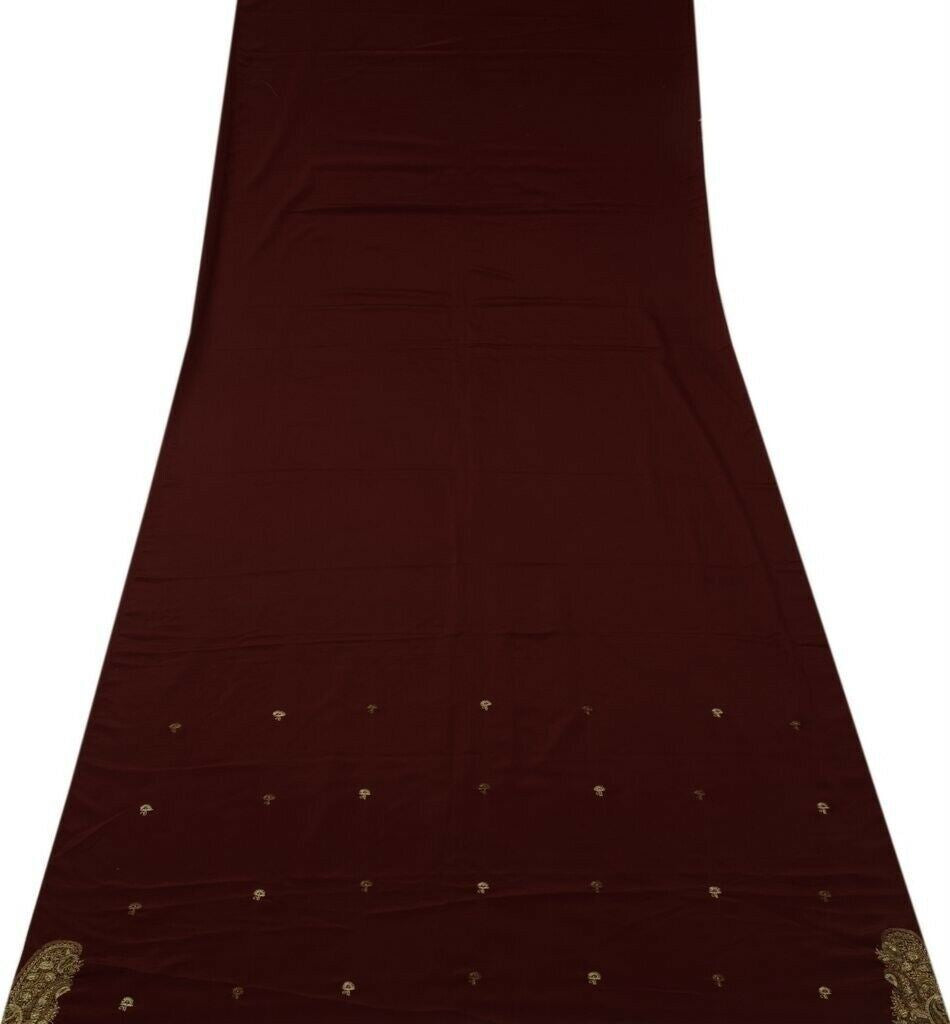 Blend Crepe Vintage Sari Remnant Scrap Fabric for Sewing Craft Maroon