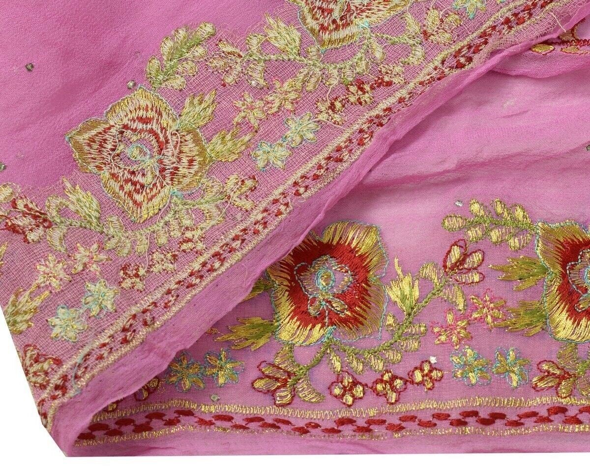 Vintage Saree Border Indian Craft Trim Embroidered Sewing Ribbon Lace Magenta