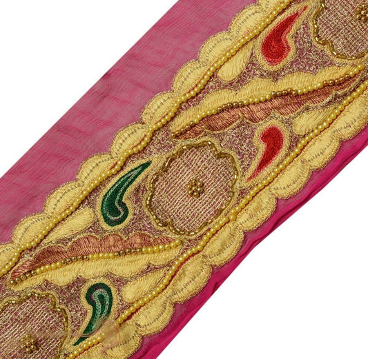 Vintage Saree Border Indian Craft Trim Beaded Embroidered Sewing Ribbon Lace