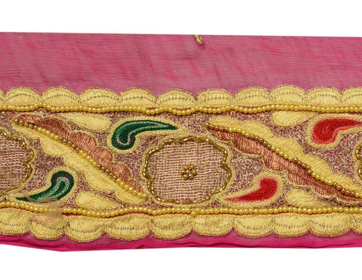 Vintage Saree Border Indian Craft Trim Beaded Embroidered Sewing Ribbon Lace