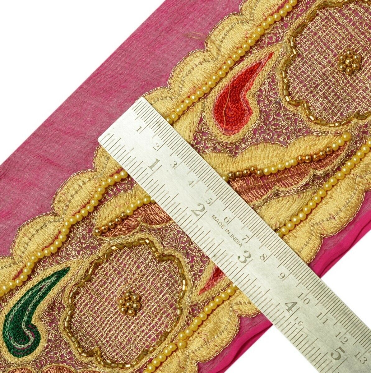 Vintage Saree Border Indian Craft Trim Beaded Embroidered Sewing Ribbon Lace