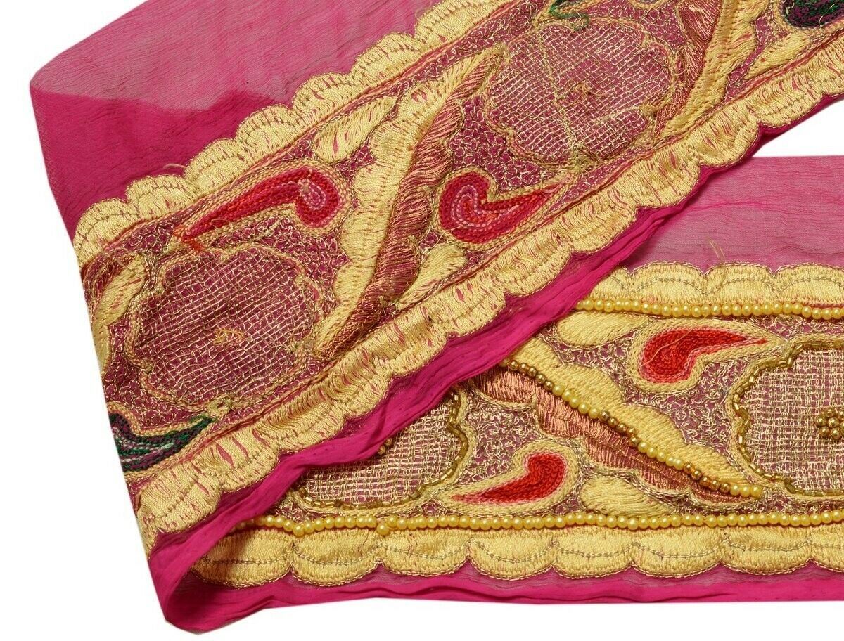 Vintage Saree Border Indian Craft Trim Beaded Embroidered Sewing Ribbon Lace