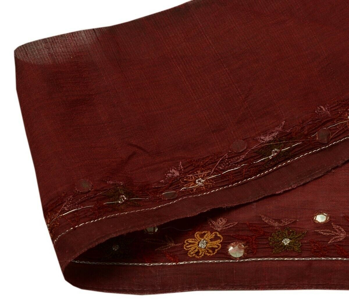 Vintage Saree Border Indian Craft Trim Embroidered Mirror Work Maroon Lace