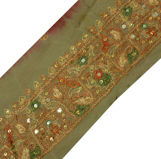 Vintage Saree Border Indian Craft Trim Embroidered Mirror Work Sew Ribbon Lace