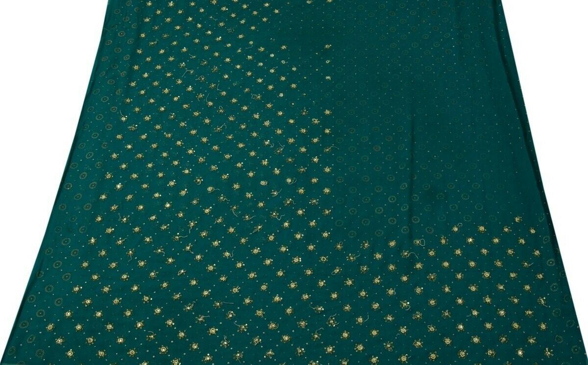 Indian Art Silk Hansd Beaded Vintage Sari Remnant Scrap Fabric for Sewing Craft