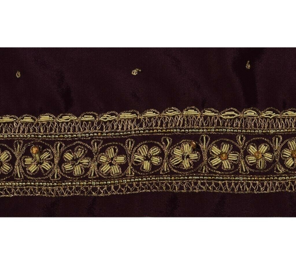 Vintage Sari Border Indian Craft Sewing Trim Hand Beaded Embroidered Ribbon Lace