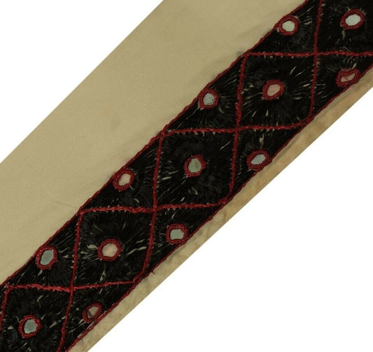 Vintage Sari Border Indian Craft Sew Trim Embroidered Mirror Work Ribbon Lace