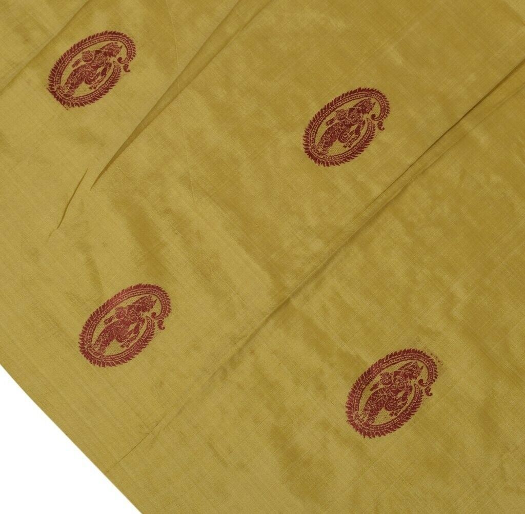 100% Pure Silk Woven Motifs Vintage Sari Remnant Scrap Fabric for Sewing Craft