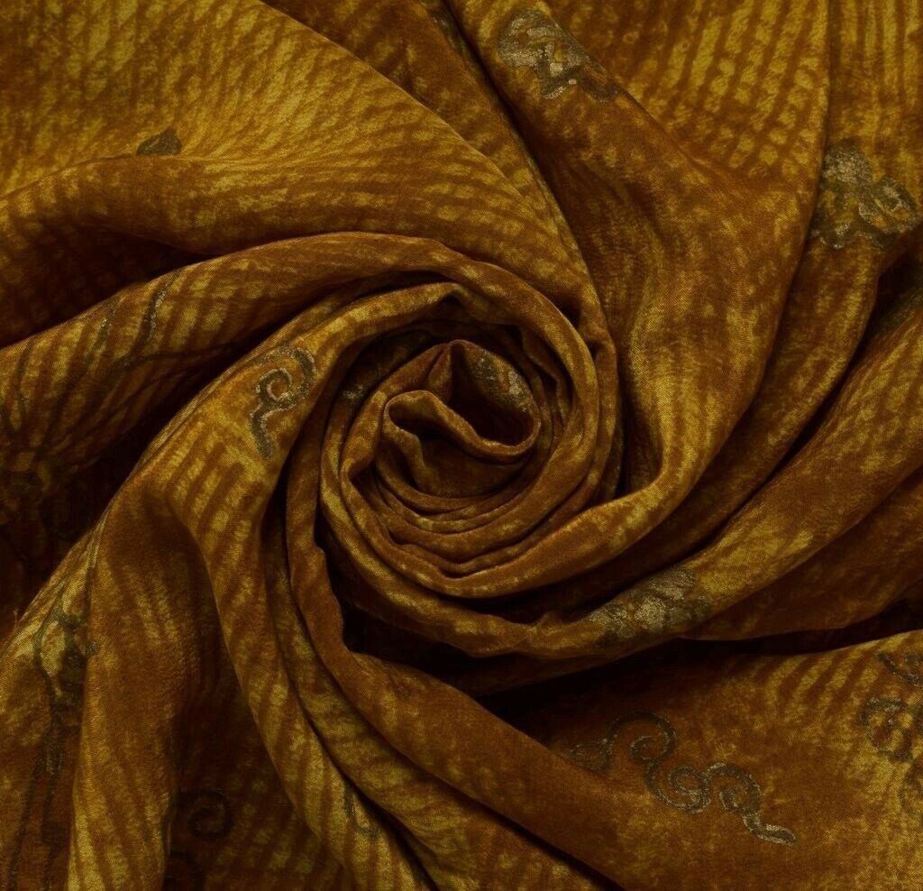 100% Pure Crepe Silk Printed Vintage Sari Remnant Scrap Fabric for Sewing Craft