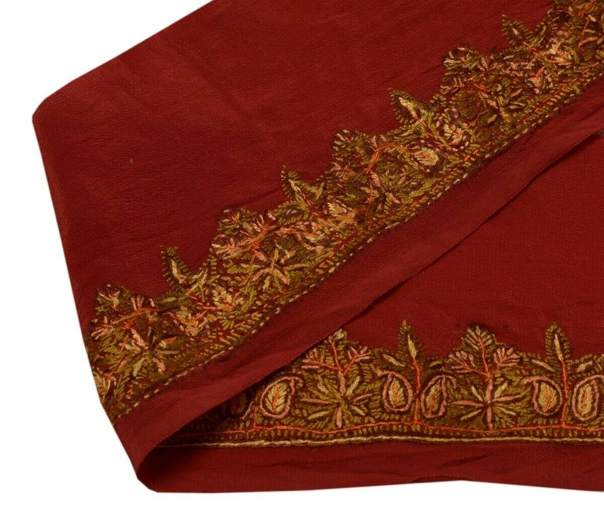 Vintage Saree Border Indian Craft Trim Hand Embroidered Maroon Ribbon Lace