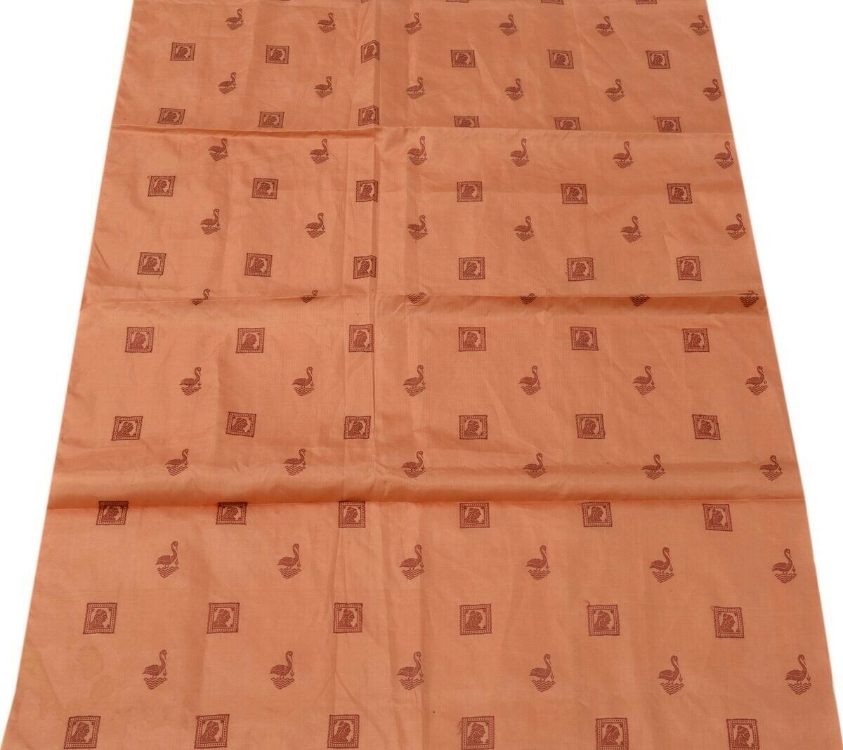 Vintage Saree Multi Purpose Fabric Piece for Sew Craft Woven Figure Peach