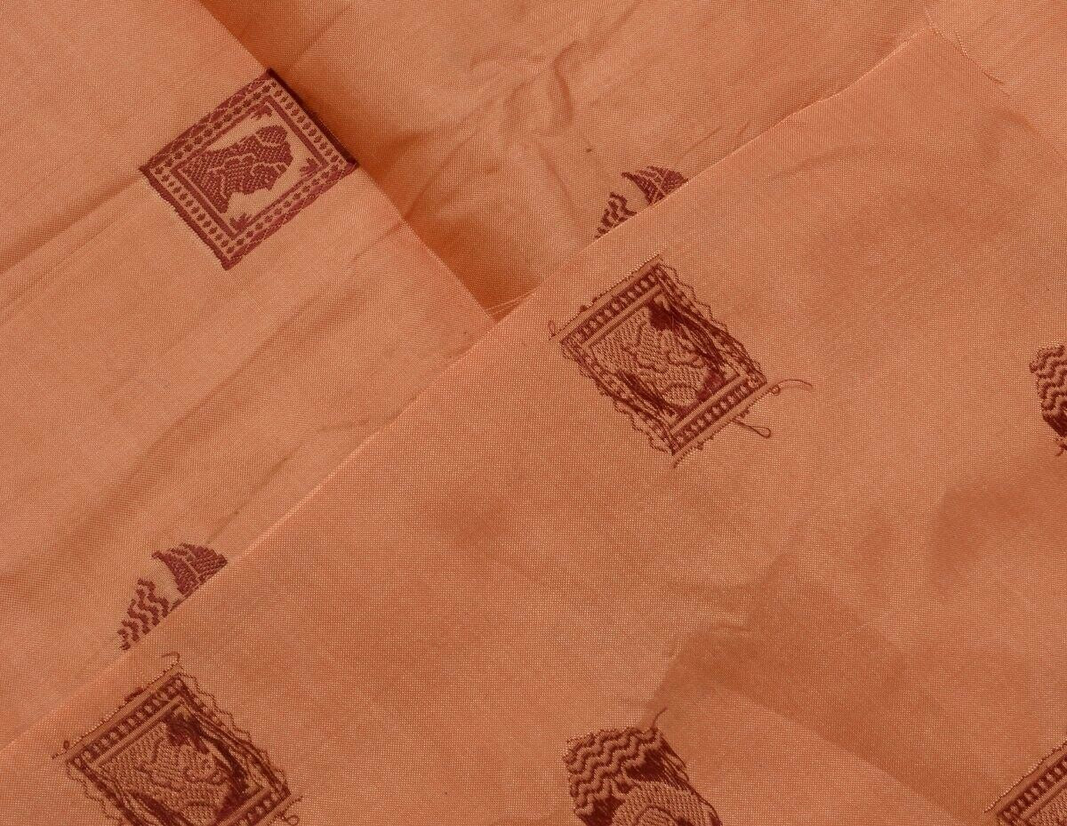 Vintage Saree Multi Purpose Fabric Piece for Sew Craft Woven Figure Peach