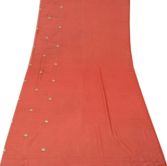 Blend Georgette Silk Vintage Sari Remnant Scrap Fabric for Sewing Craft Red