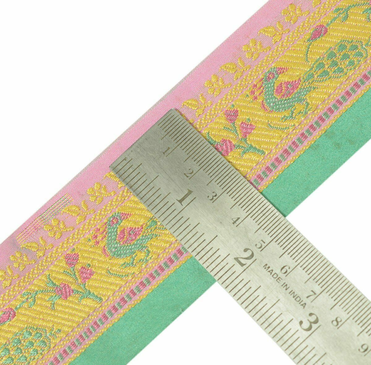 Vintage Saree Border Indian Craft Trim Antique Woven Peacock Ribbon Lace