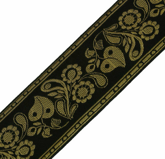 Vintage Saree Border Indian Craft Trim Antique Zari Woven Black Lace Ribbon