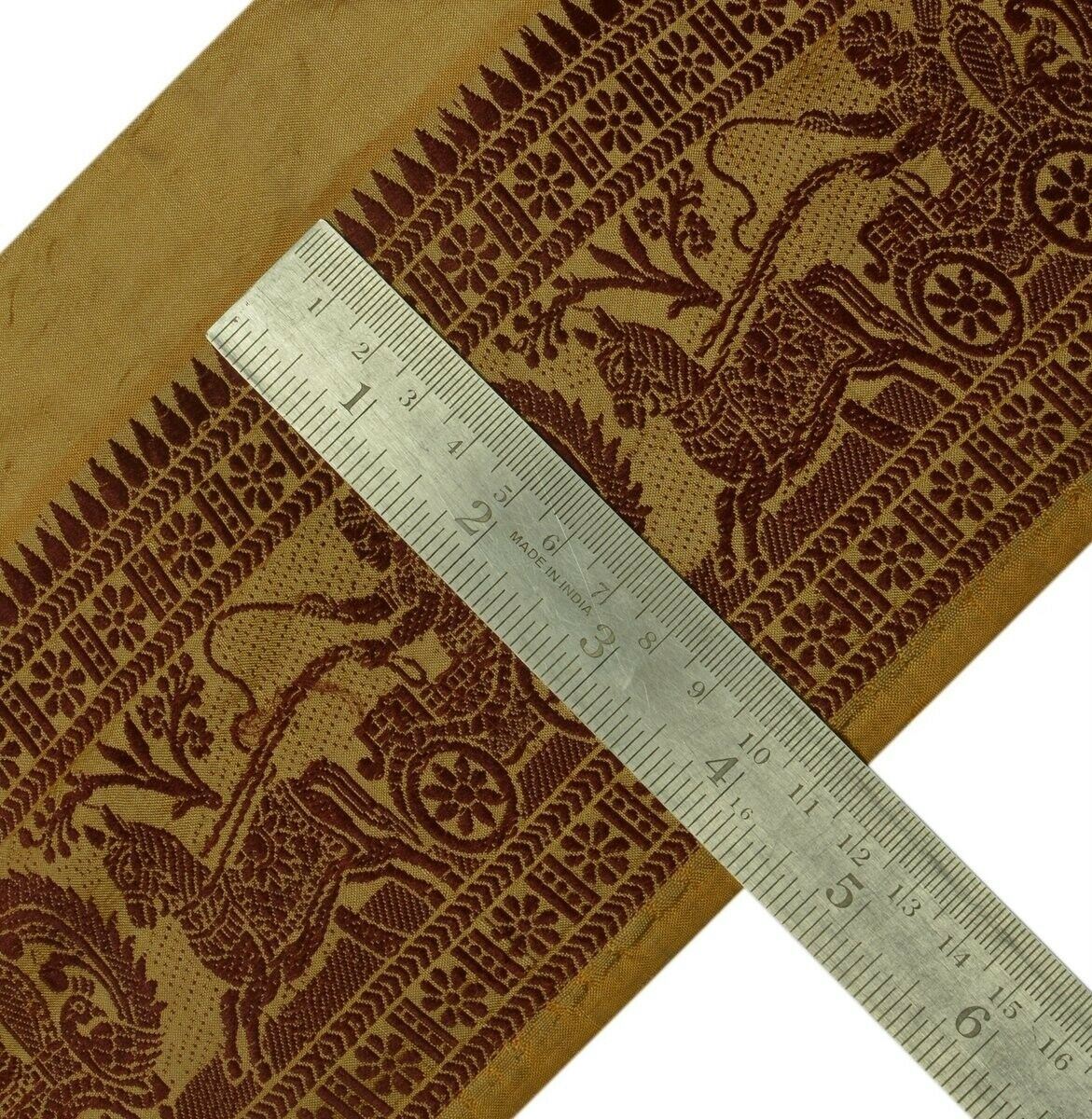 Vintage Sari Border Indian Craft Trim Woven Baluchuri Pure Silk Ribbon Lace