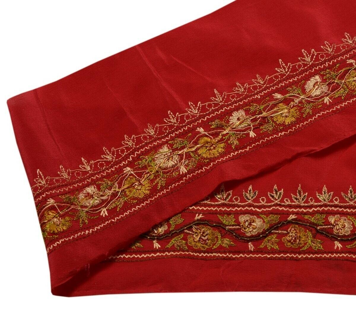 Vintage Saree Border Indian Craft Trim Hand Beaded Embroidered Ribbon Lace Red