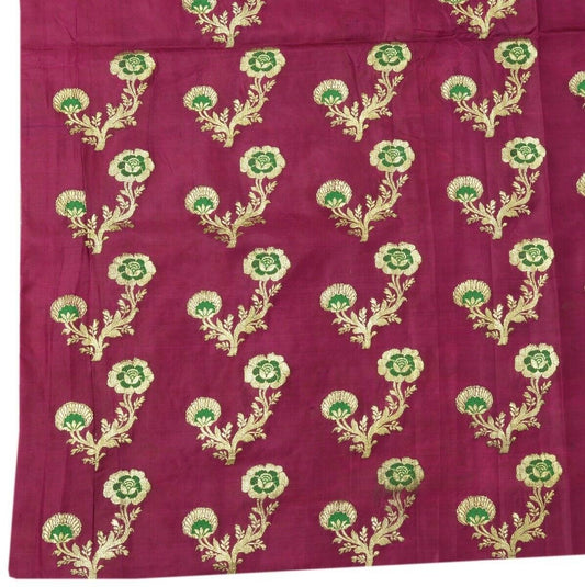 Vintage Saree Design Fabric Piece for Sew Craft Woven Banarasi Brocade Purple