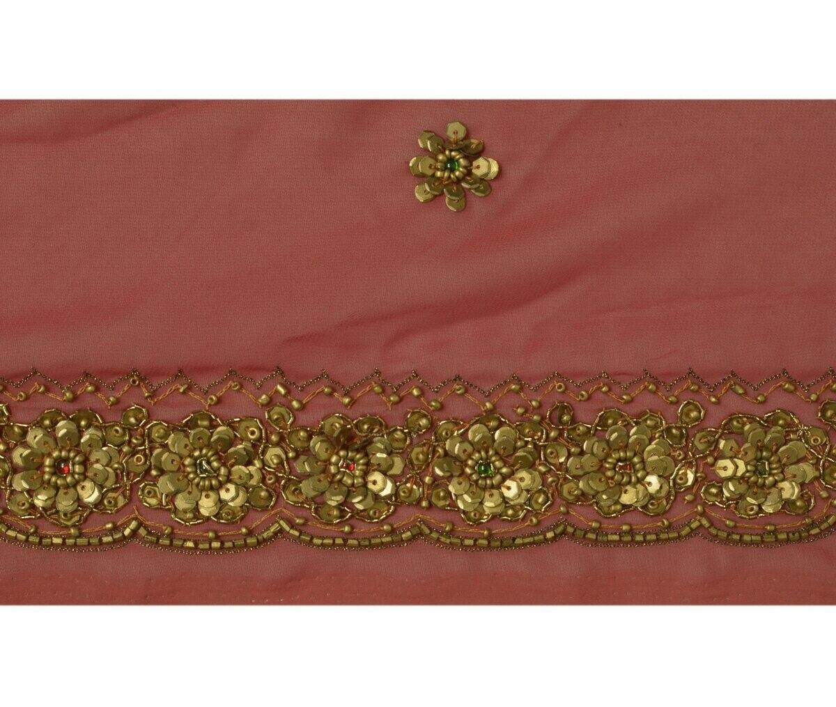Vintage Sari Border Indian Craft Sew Trim Hand Beaded Antique Color Beads Lace
