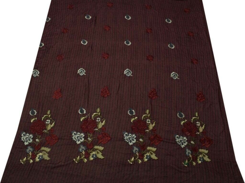 Vintage Saree Remnant Scrap Multi Purpose Design Craft Fabric Embroidered Purple