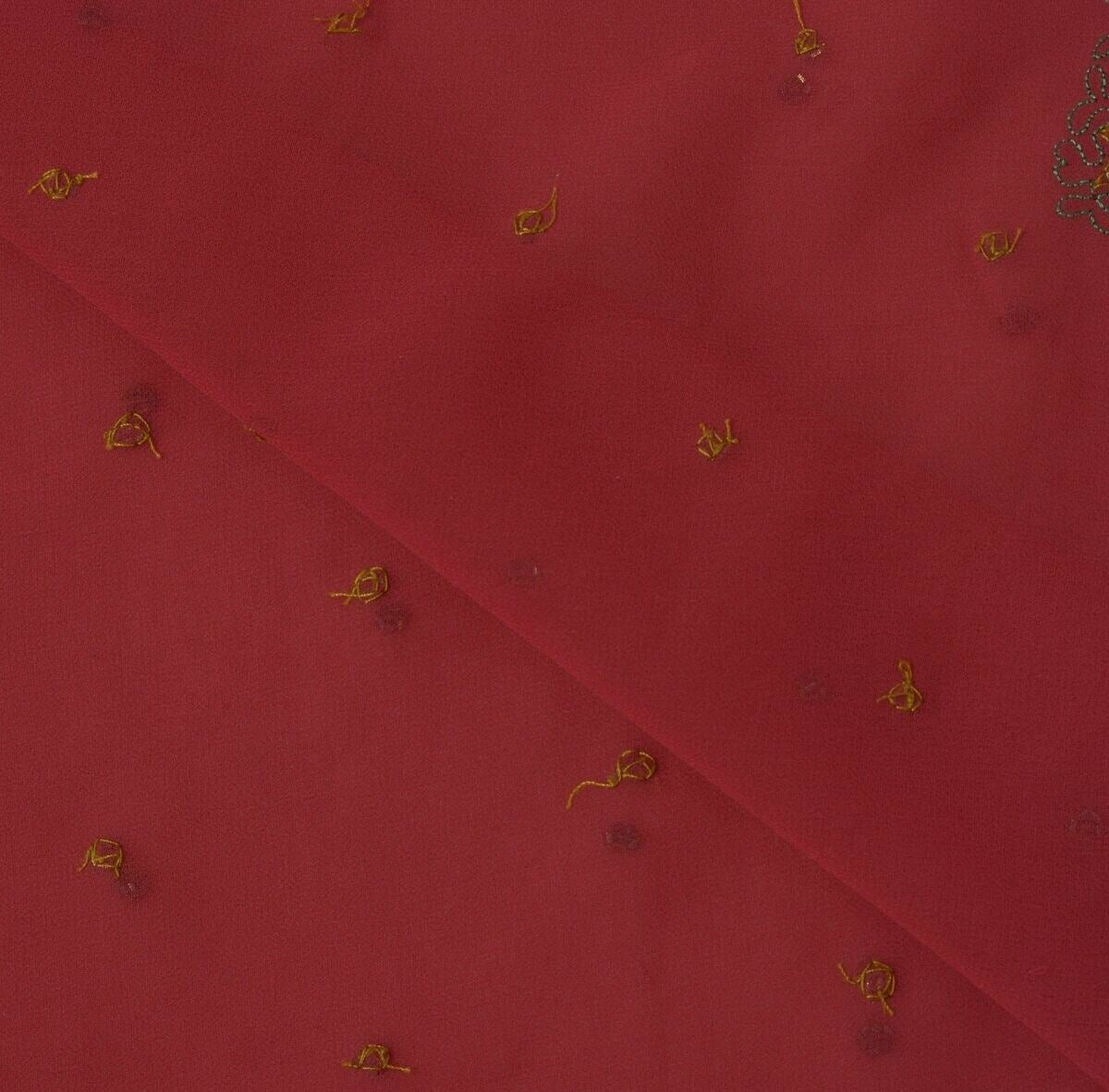 Blend Georgette Silk Magenta Vintage Sari Remnant Scrap Fabric for Sewing Craft