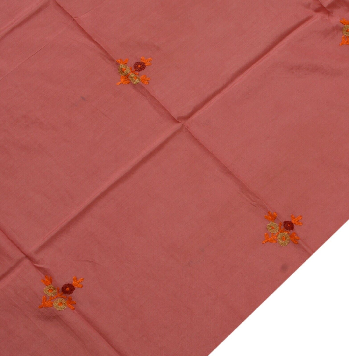 Vintage Saree Remnant Scrap Multi Purpose Craft Thread Emboroidered Pink Fabric