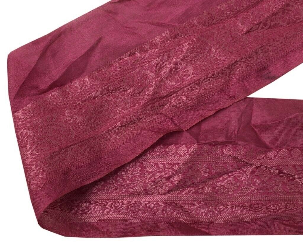 Vintage Sari Border Indian Craft Sewing Trim Woven Magenta Ribbon Lace