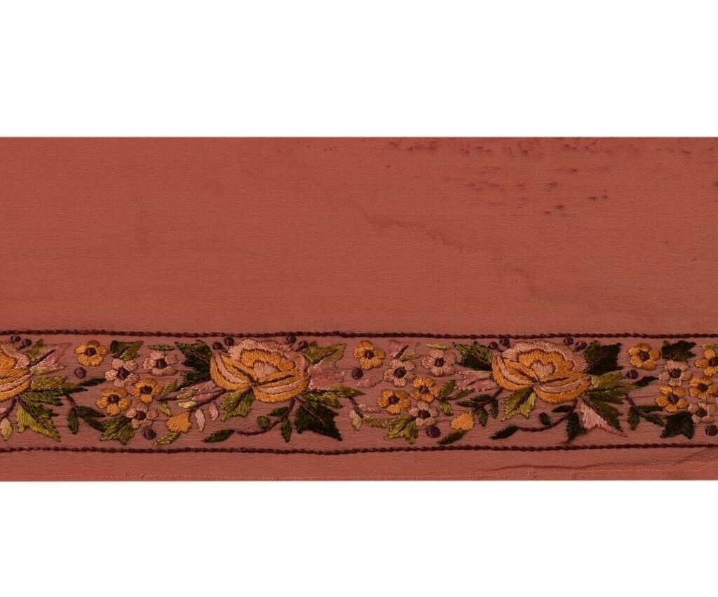 Vintage Sari Border Indian Craft Sewing Trim Hand Embroidered Ribbon Lace Peach