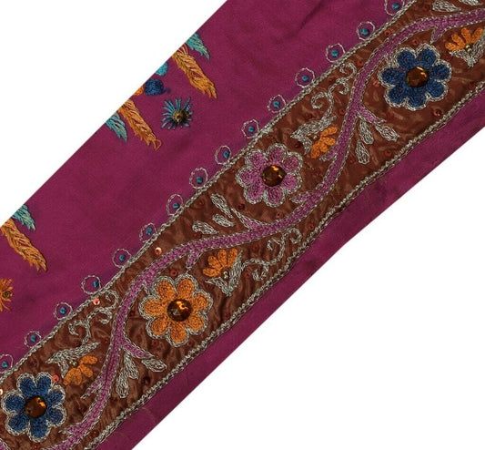 Vintage Sari Border Indian Craft Sewing Trim Hand Beaded Embroidered Ribbon Lace