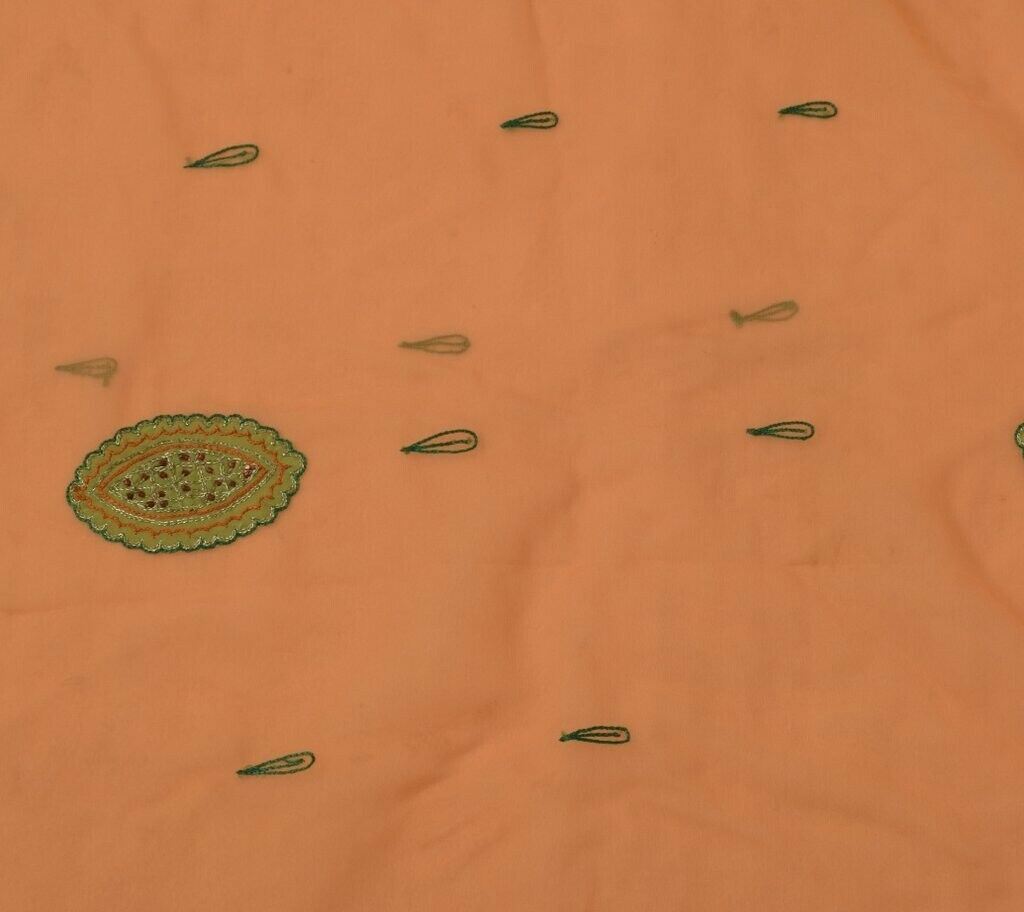 Indian Art Silk Vintage Sari Remnant Scrap Fabric for Sewing Craft Peach