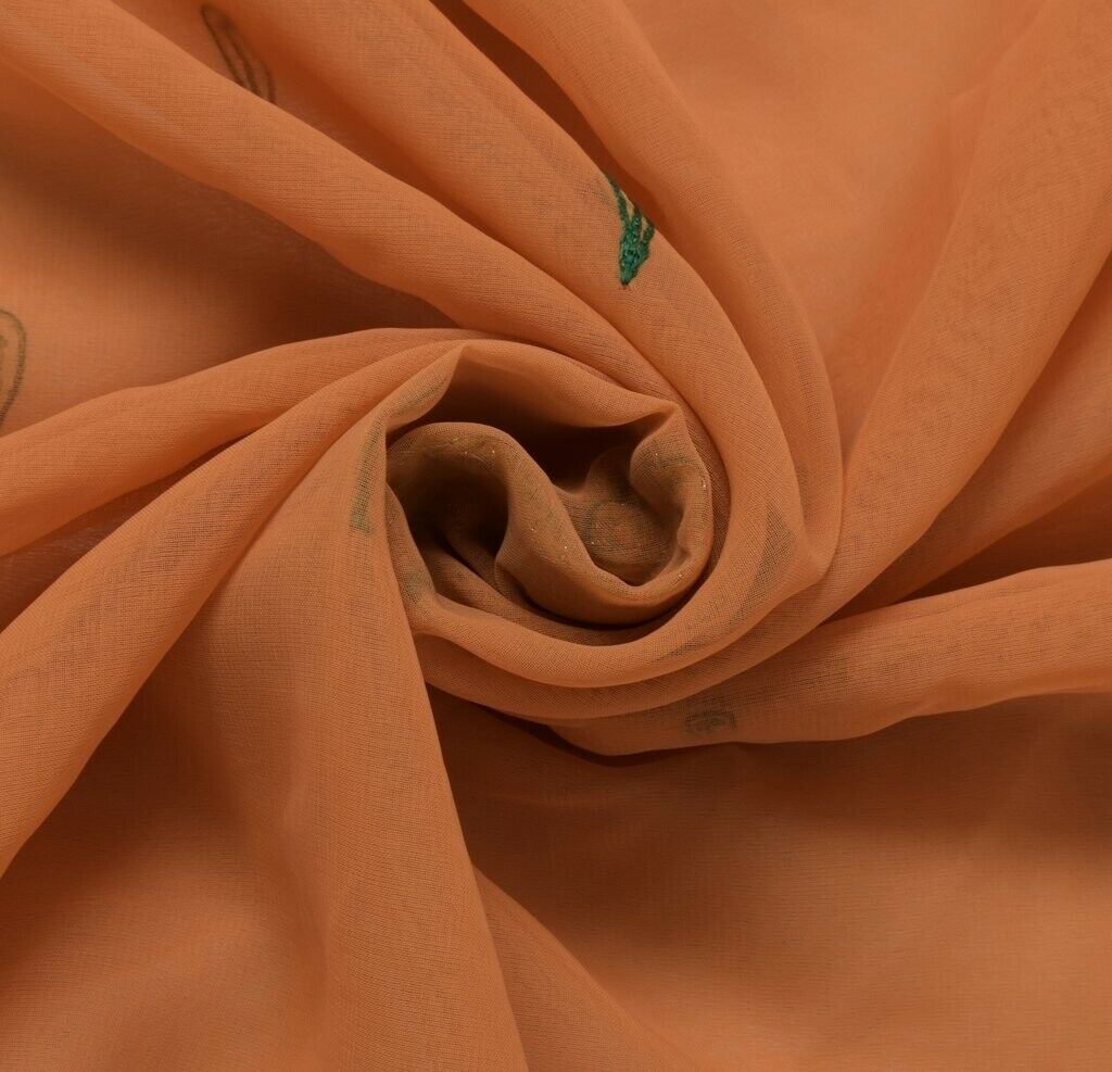 Indian Art Silk Vintage Sari Remnant Scrap Fabric for Sewing Craft Peach