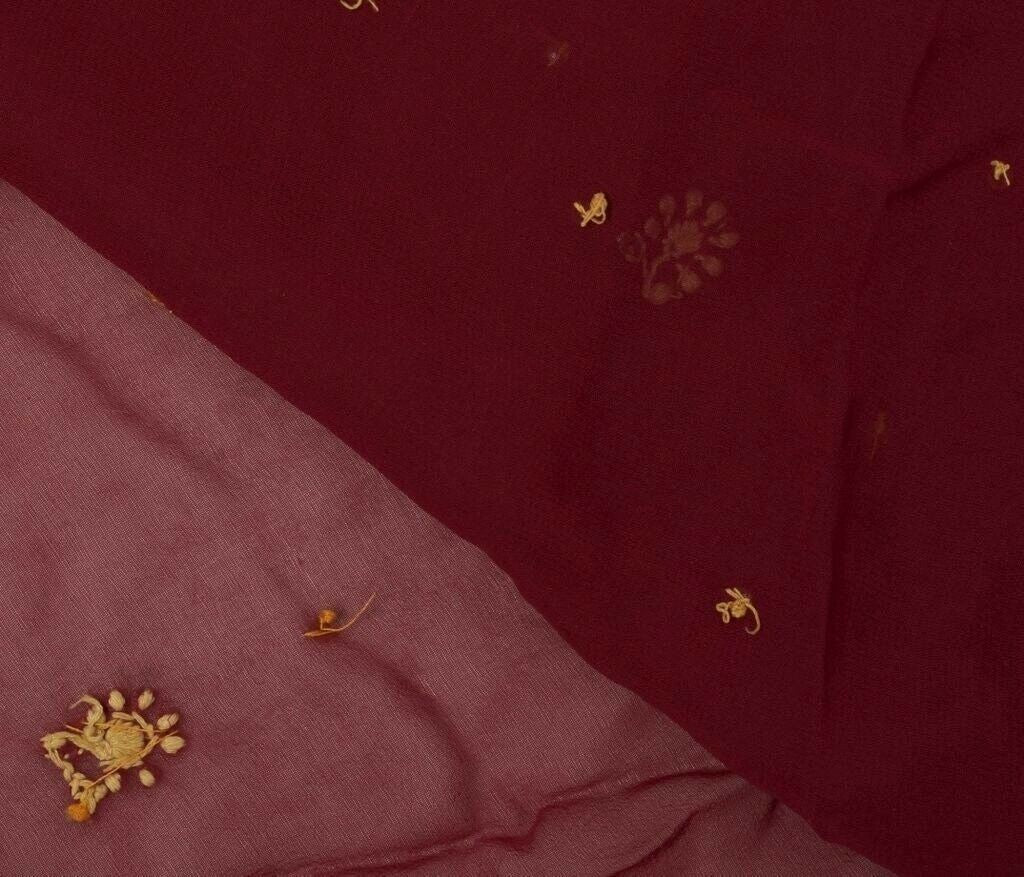 Blend Georgette Silk Vintage Sari Remnant Scrap Fabric for Sewing Craft Magenta