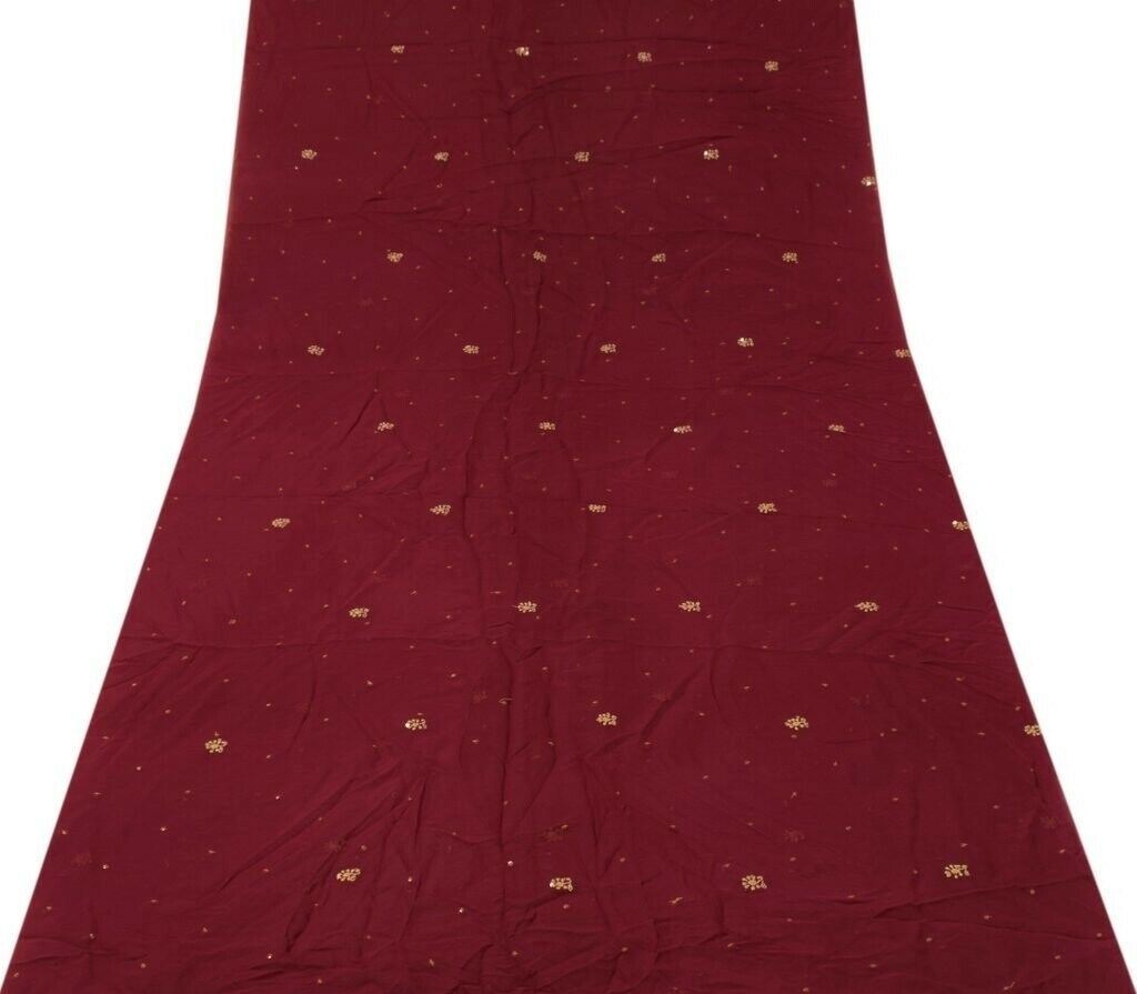 Blend Georgette Silk Vintage Sari Remnant Scrap Fabric for Sewing Craft Magenta