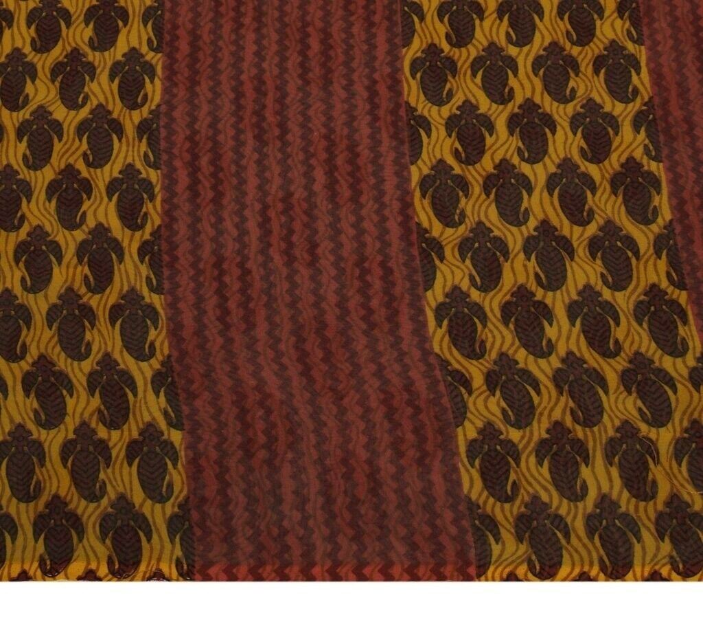 Vintage Saree Blend Georgette Silk Printed Scrap Sari Fabric for Craft Maroon