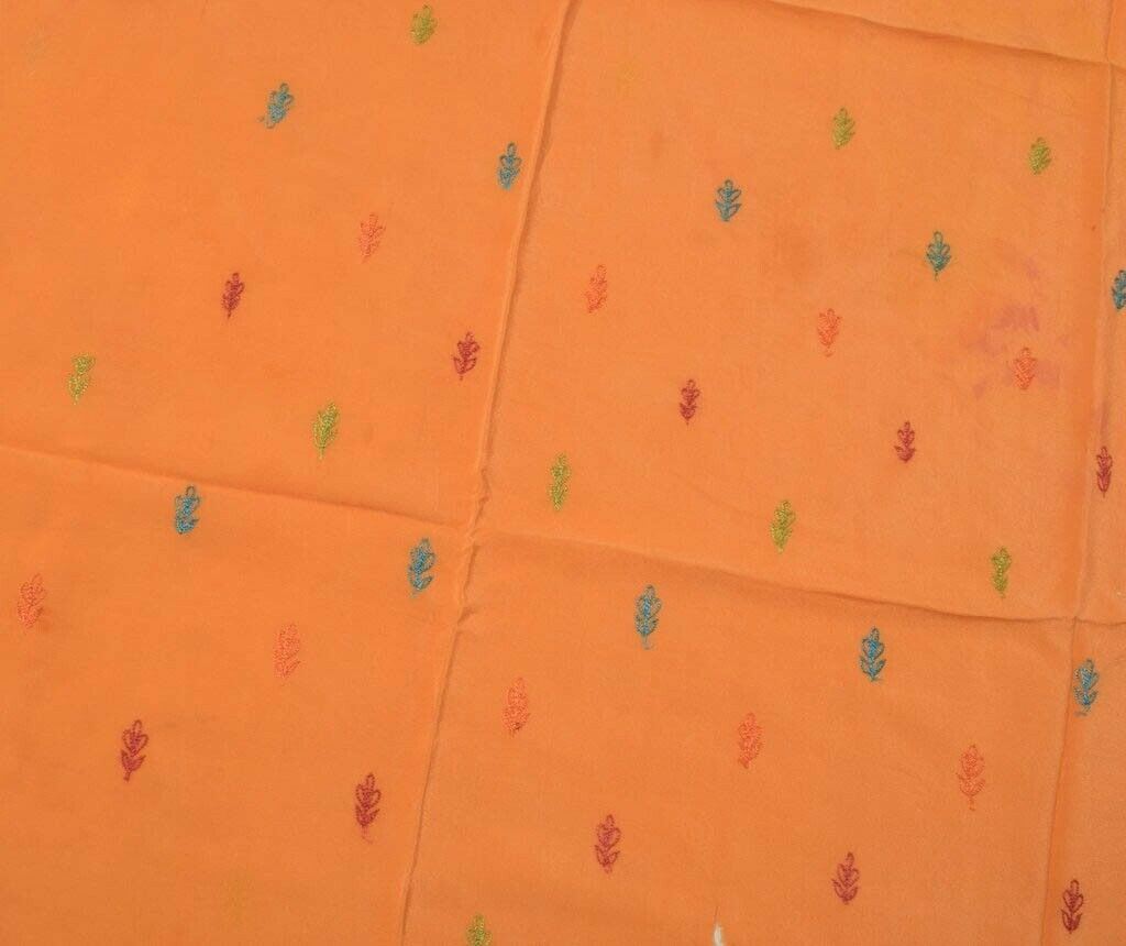 Vintage Saree Remnant Scrap Multi Purpose Design Craft Fabric Embroidered Peach