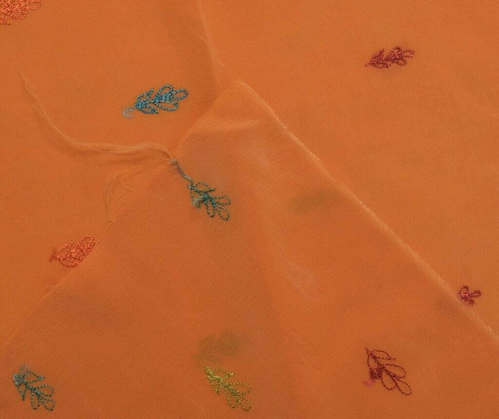 Vintage Saree Remnant Scrap Multi Purpose Design Craft Fabric Embroidered Peach