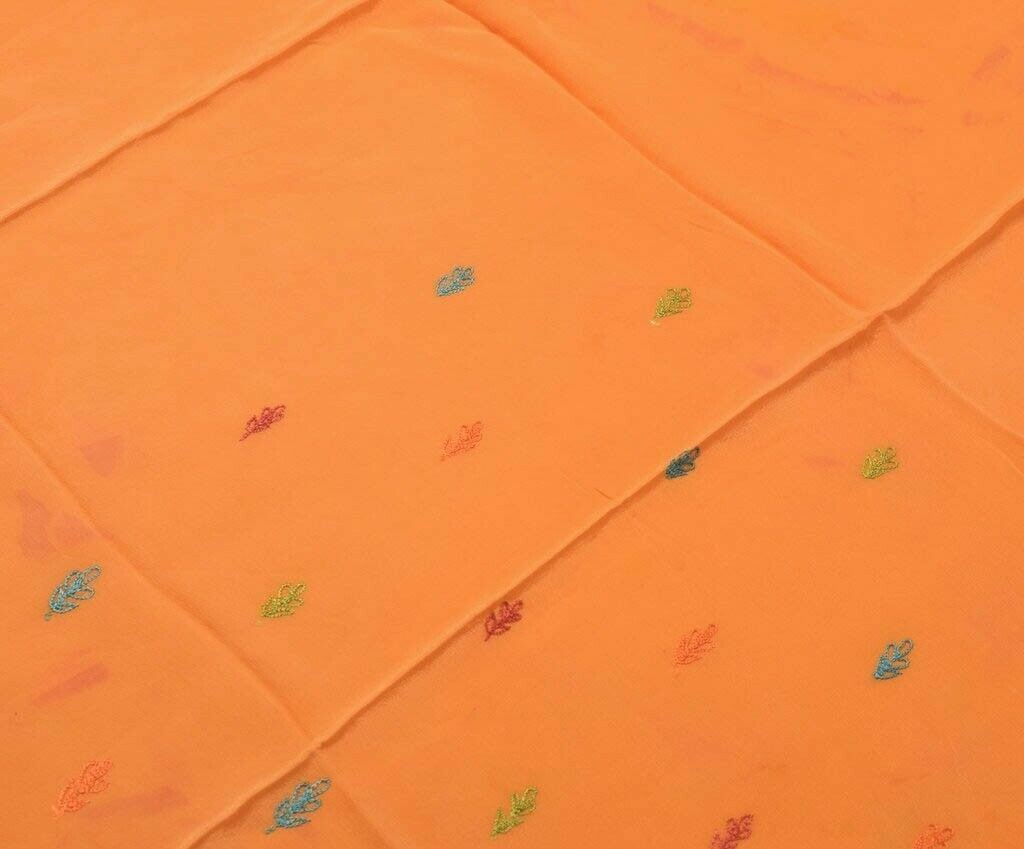 Vintage Saree Remnant Scrap Multi Purpose Design Craft Fabric Embroidered Peach