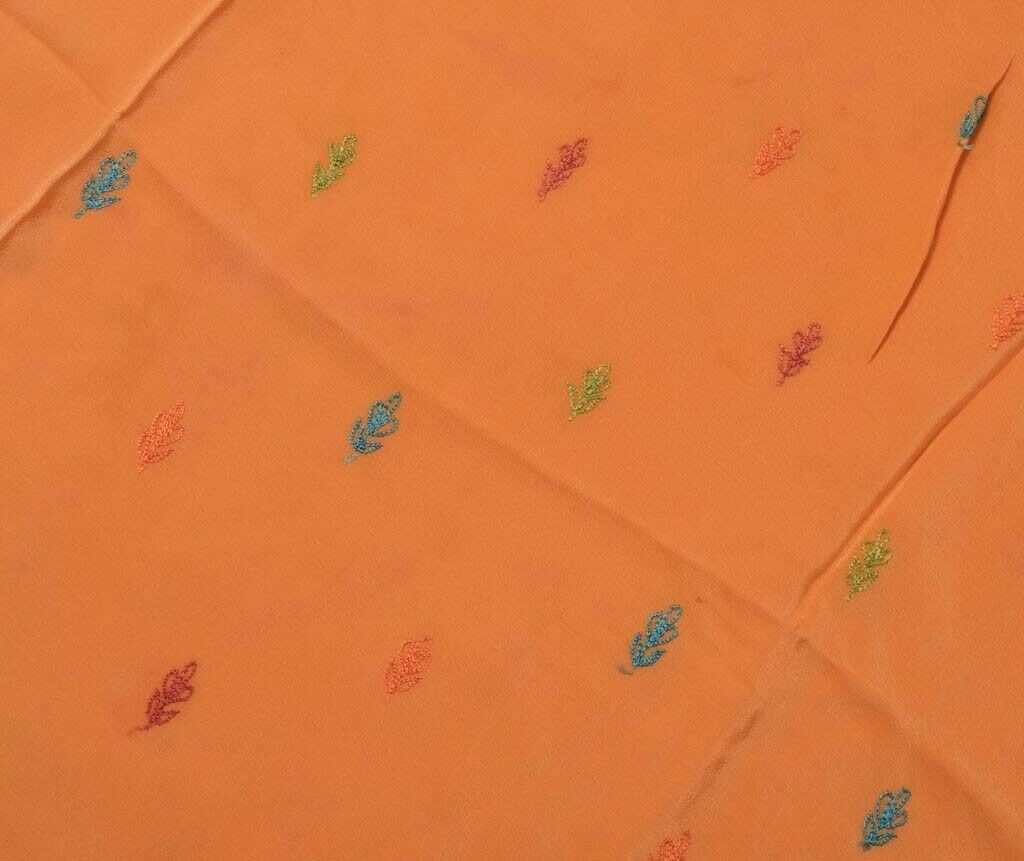 Vintage Saree Remnant Scrap Multi Purpose Design Craft Fabric Embroidered Peach