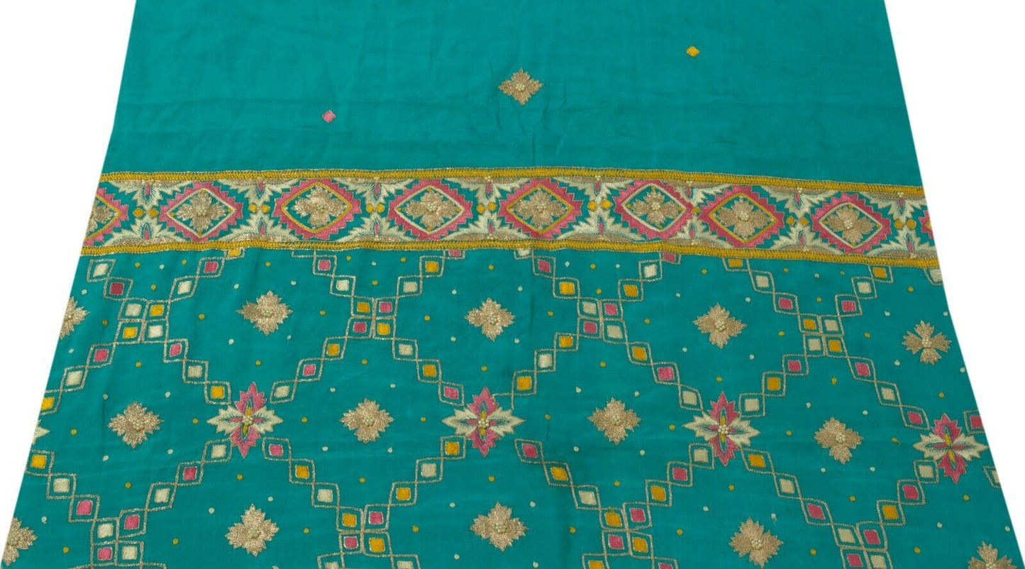 Vintage Saree Remnant Scrap Multi Purpose Craft Hand Beaded Embroidered Fabric