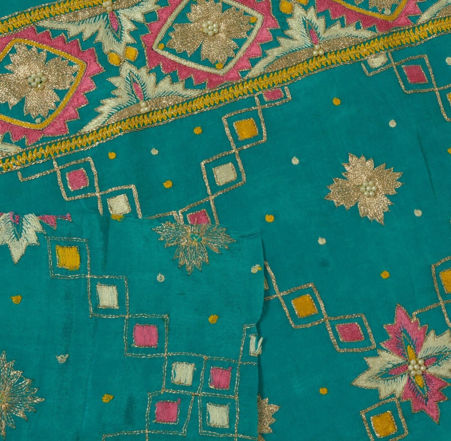 Vintage Saree Remnant Scrap Multi Purpose Craft Hand Beaded Embroidered Fabric