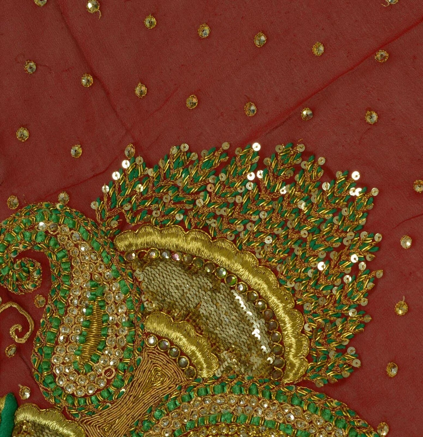 Vintage Saree Remnant Scrap Multi Purpose Craft Zardozi Embroidered Fabric